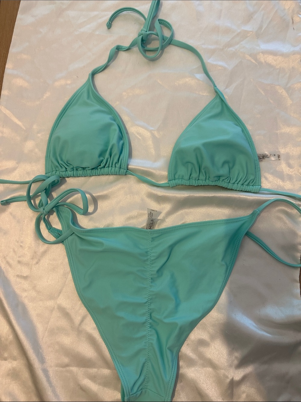 Light Aqua Triangle String Bikini Set